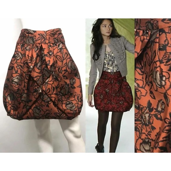 ANTHROPOLOGIE EVA FRANCO Bubble MISSIVE Rose Print Dress Skirt 6 RARE 2010 NWT